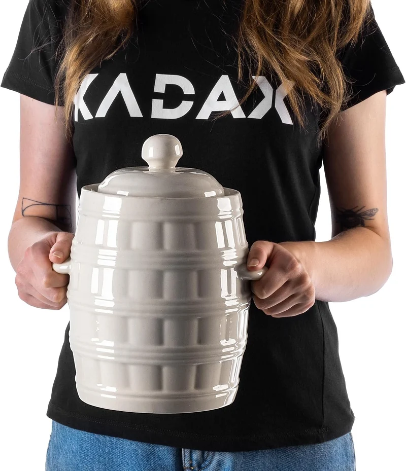 KADAX Steinzeugtopf, Dichter Keramiktopf mit Wasserrinne und Deckel, Spülmaschinenfester Steinguttop