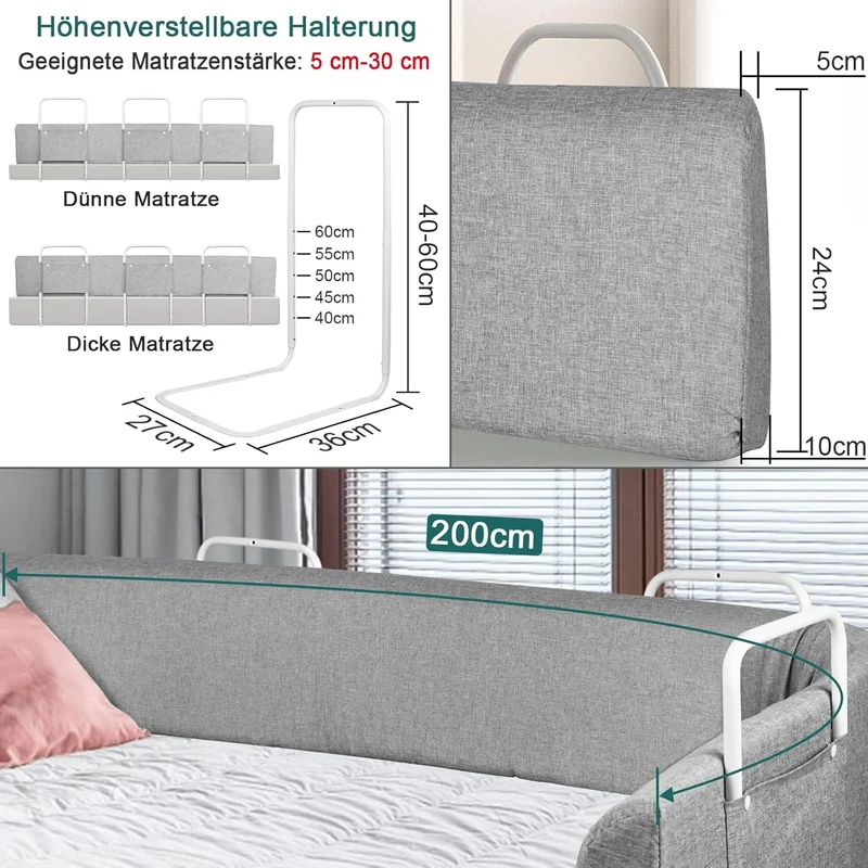 ACXIN Bettgitter Baby Verformbar Bettschutzgitter Rausfallschutz Bett Bettgitter Verstellbare Höhenv