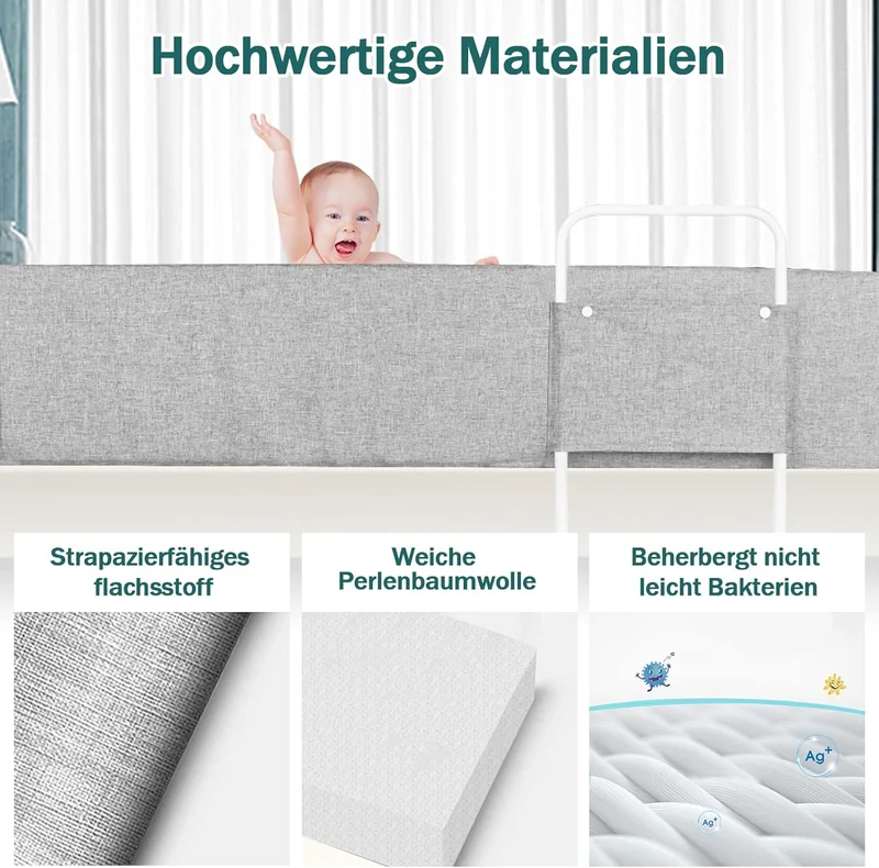 ACXIN Bettgitter Baby Verformbar Bettschutzgitter Rausfallschutz Bett Bettgitter Verstellbare Höhenv