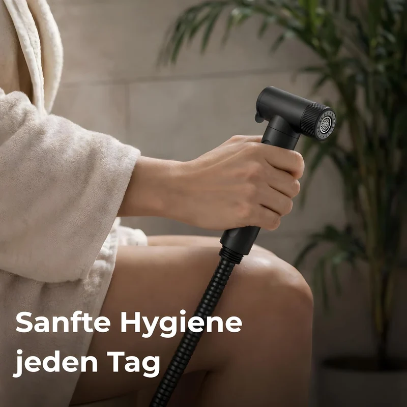 WC Handbrause mit Filter, wassersparende Intimdusche – schwarze Toilettendusche für Toilette mit 2 S