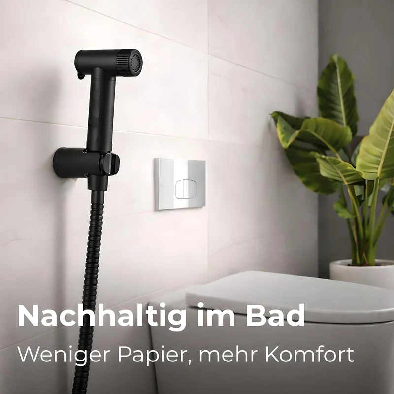 WC Handbrause mit Filter, wassersparende Intimdusche – schwarze Toilettendusche für Toilette mit 2 S
