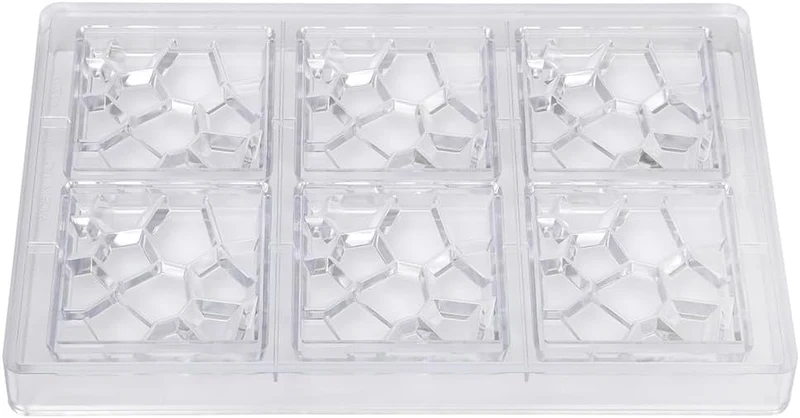 Martellato Schokoladenform STONE für 6 Schokoladentafeln, extravagantes Design, Polycarbonat, transp