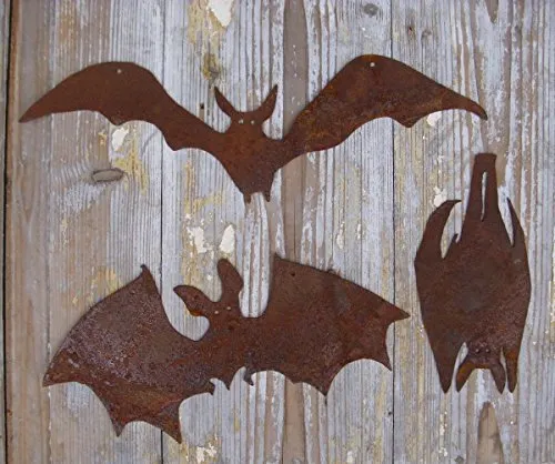 Unbekannt 3er Set WANDDEKO Fledermaus WANDDEKORATION Metall ROST FLEDERMÄUSE GARTENDEKO