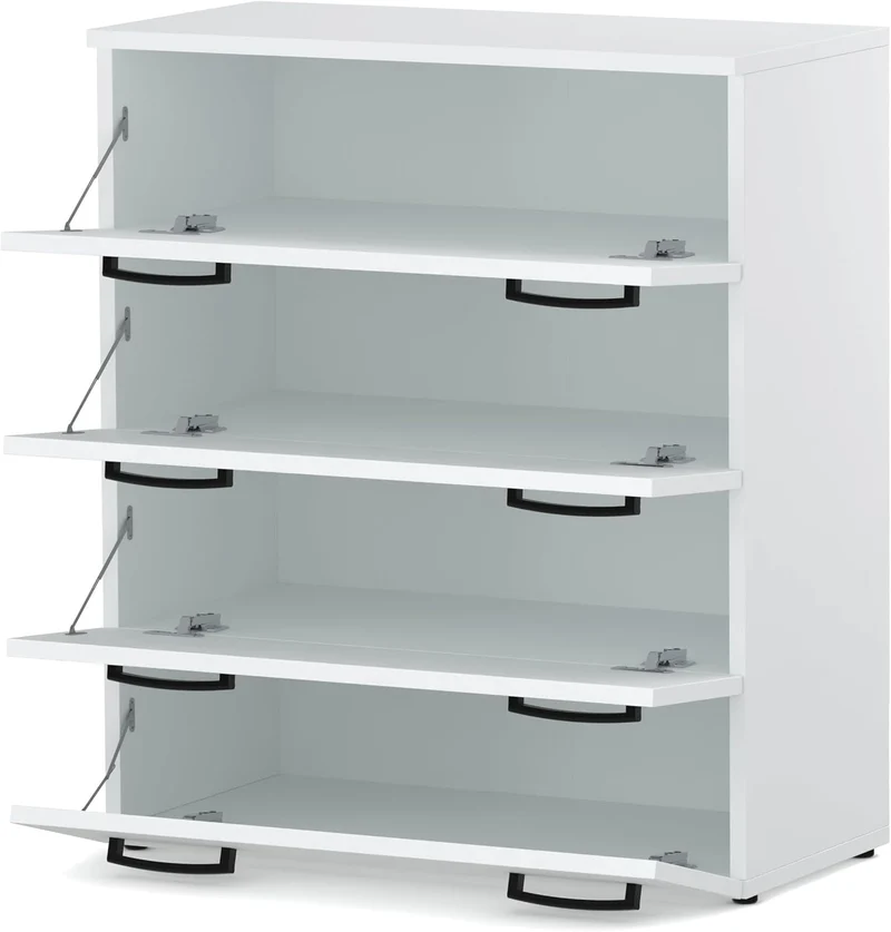 MRBLS_HOME Schuhschrank 71,2 x 82,9 x 35 cm (B/H/T) – Schmale Kommode mit 4 Klappen - Aufbewahrungsk