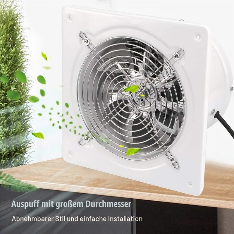 Ventilator Absaugventilator,20 V 180 mm Badlüfter Leiser mit Rücklaufklappe Leistungsstarke Wandvent