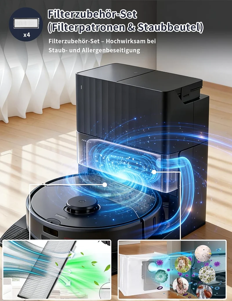 26 Stück Zubehör set für Roborock QV 35A / QV 35S，mit 2 Hauptbürsten, 6 Feuchttücher, 4 HEPA-Filter,