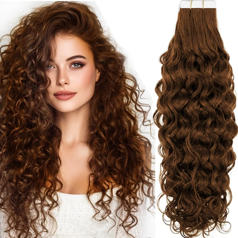 RUNATURE Tape Extensions Echthaar Lockig Extensions Tape in Extensions Echthaar Locken Echthaar Tape