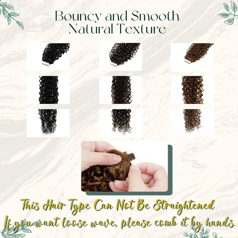 RUNATURE Tape Extensions Echthaar Lockig Extensions Tape in Extensions Echthaar Locken Echthaar Tape