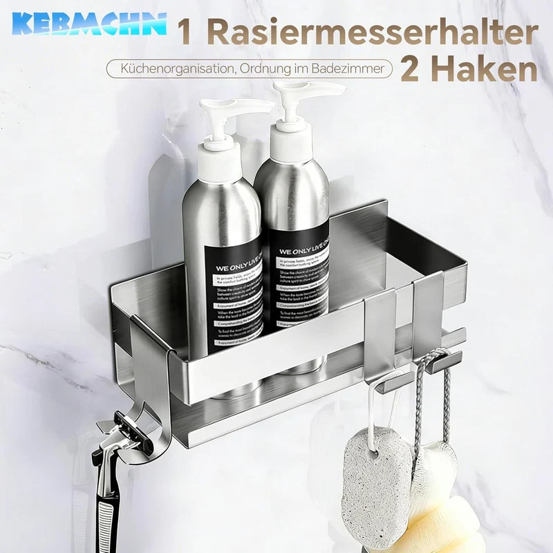 Duschablage ohne Bohren 23 * 9 * 7.5CM- Selbstklebender Duschkorb, Rostfreies Badezimmerregal, platz