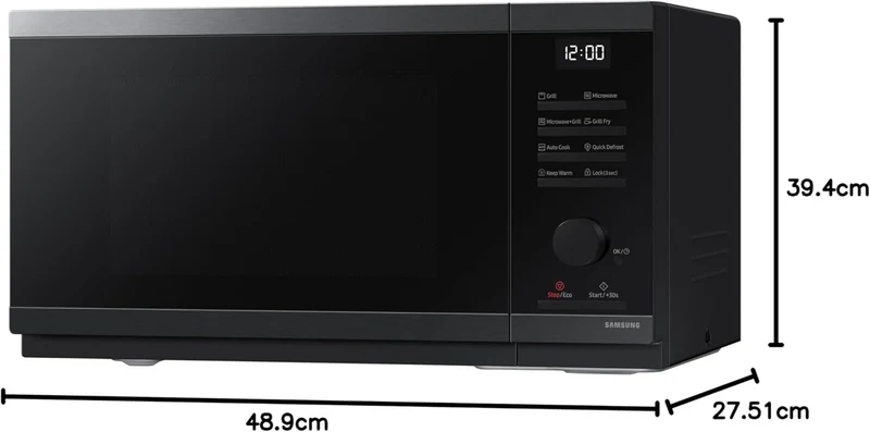 Samsung MG23DG4524CGE1 Mikrowellenherd, 23 l, 800 W, Schwarz, Touchscreen + Zifferblatt, ECO-Modus