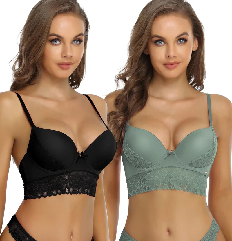 SHEKINI BH Damen mit Bügel Push Up BH mit Blumen Spitzen Schalen Bügel-BH T-Shirt Nahtloser BHS Sexy