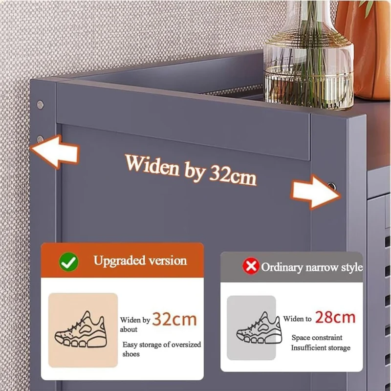 Generisch Schuhschrank Holz mit Korbgeflecht-Türen Moderner Bambus Schuhschränke Schuhschrank Schmal