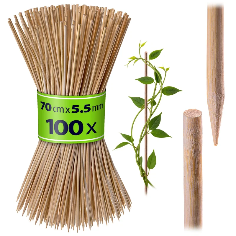 KADAX Bambusstäbe 70cm x 5.5mm, 100er Set, Pflanzstäbe aus Bambus, Holzstäbe als Pflanzenstütze für