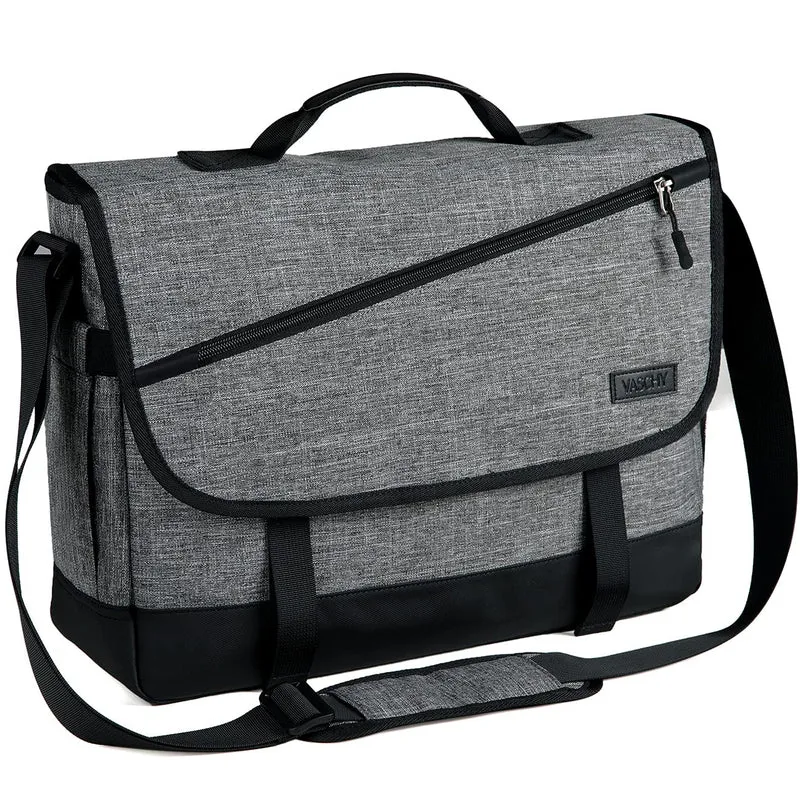 VASCHY Umhängetaschen Herren, Wasserabweisend 15.6 Zoll Laptop Schultertasche Laptoptaschen mit Gepo