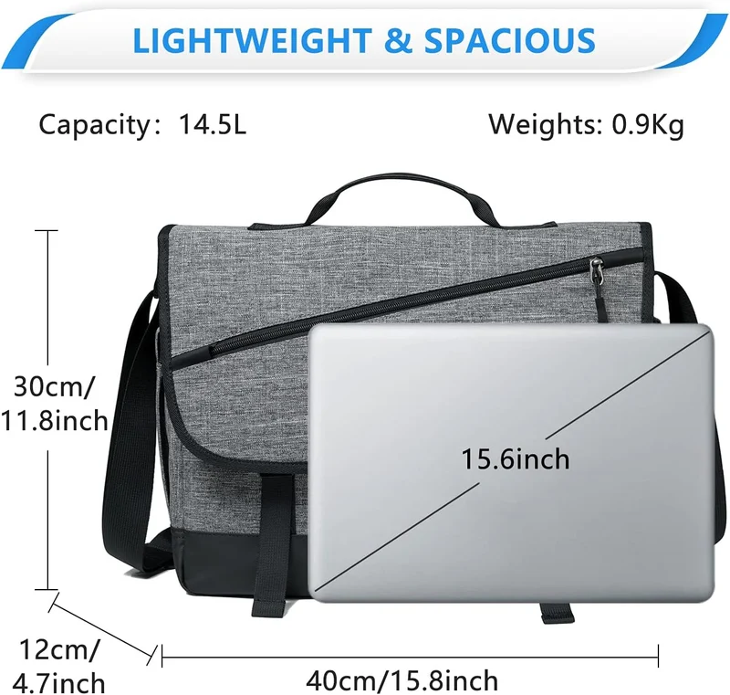 VASCHY Umhängetaschen Herren, Wasserabweisend 15.6 Zoll Laptop Schultertasche Laptoptaschen mit Gepo