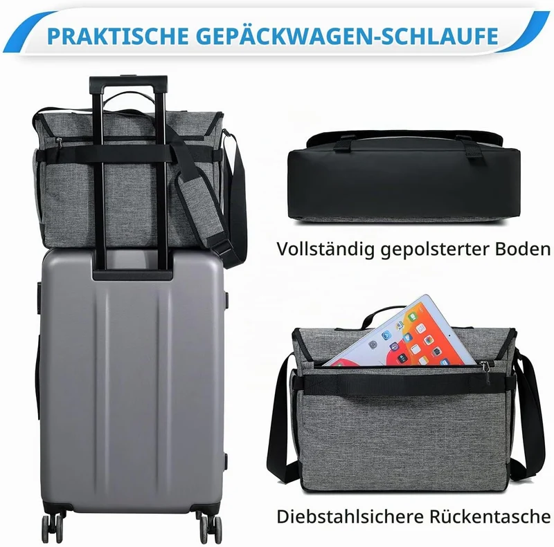 VASCHY Umhängetaschen Herren, Wasserabweisend 15.6 Zoll Laptop Schultertasche Laptoptaschen mit Gepo