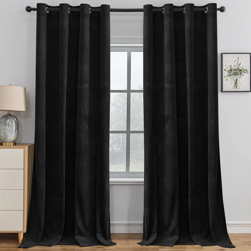 YSTELLAA Gardinen Samt 2er Set, 140×145 cm, Verdunklungsvorhänge Mit Ösen, Vorhang Blickdicht Wohnzi