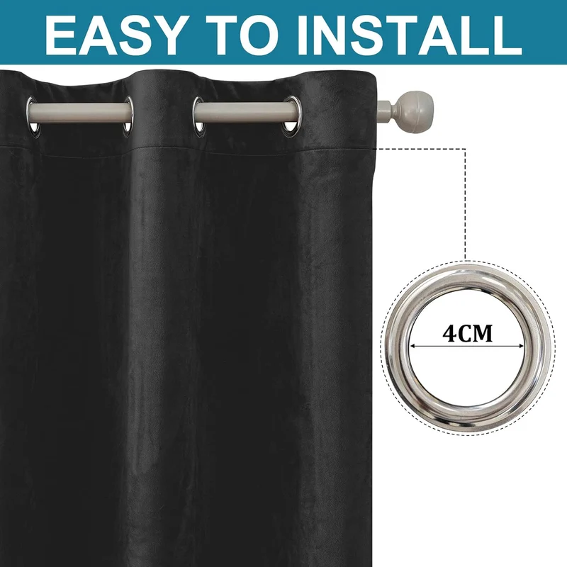 YSTELLAA Gardinen Samt 2er Set, 140×145 cm, Verdunklungsvorhänge Mit Ösen, Vorhang Blickdicht Wohnzi