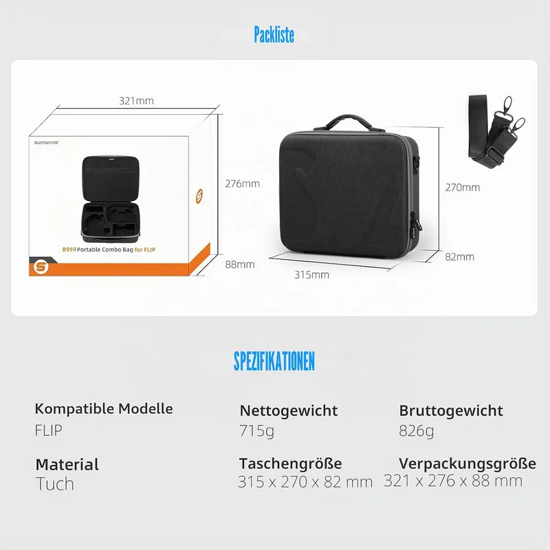 SYACHI Drohne Tasche für DJI Flip, Tragbare PU wasserdichte Case mit Schultergurt Tasche für DJI FLI