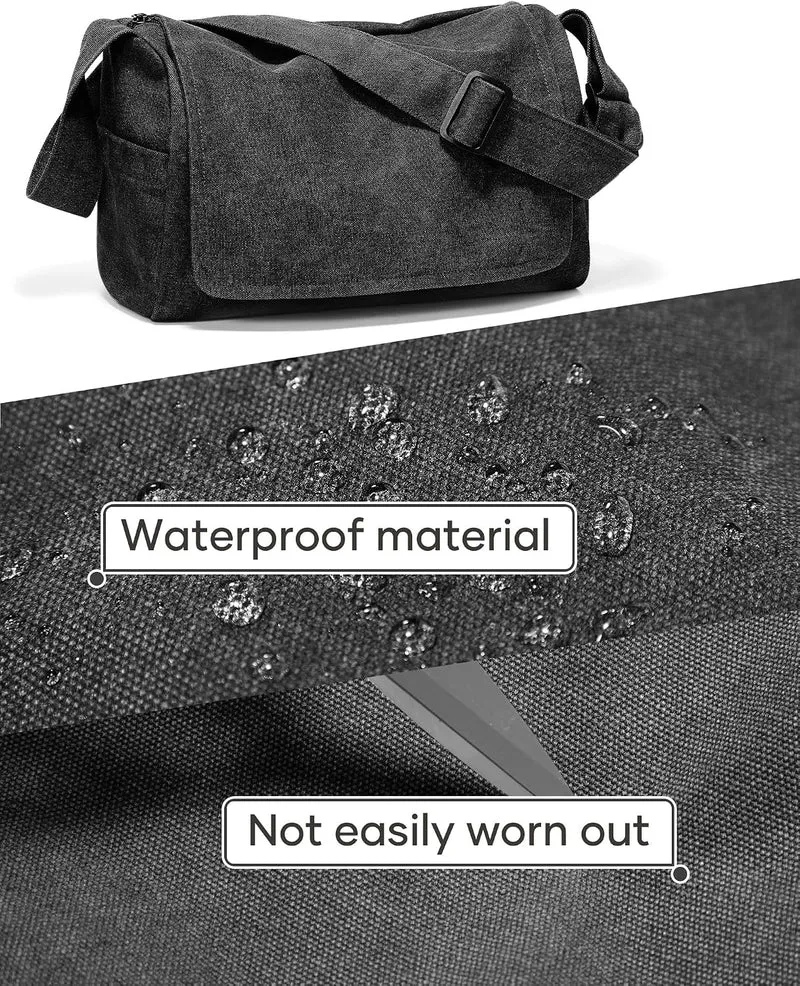 Umhängetaschen Herren aus Canvas, Vintage Canvas Messenger Bag, Laptoptasche 15.6 Zoll Arbeitstasche