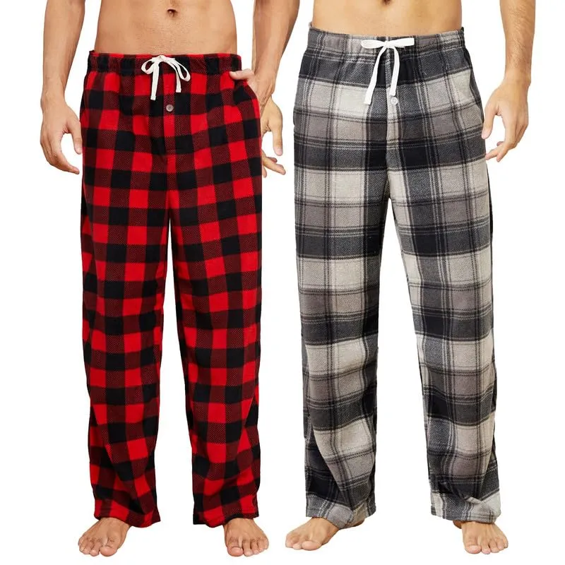 U2SKIIN Pyjamahose Herren lang kariert Schlafhose Schlafanzughosen für Herren Fleece Pyjama Hosen Na