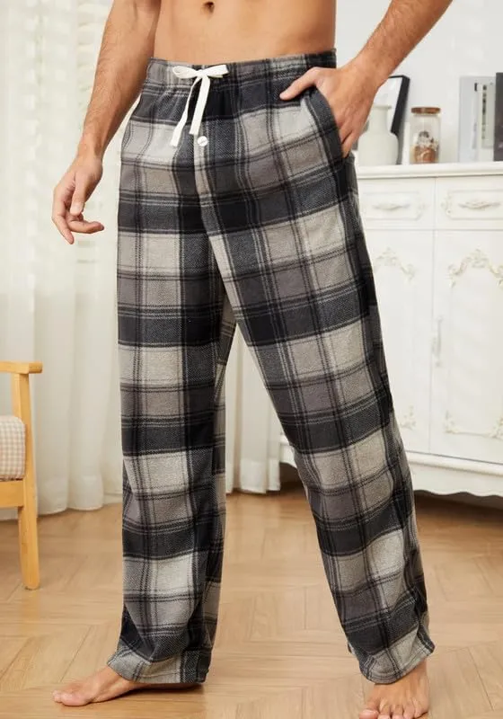U2SKIIN Pyjamahose Herren lang kariert Schlafhose Schlafanzughosen für Herren Fleece Pyjama Hosen Na