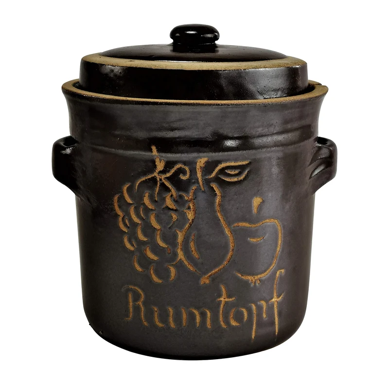 Gärtopf Steinzeugtopf Rumtopf Sauerkrauttopf Inhalt 4 l mit Deckel Dekor Früchte Gärtopf 4l - Rum, G
