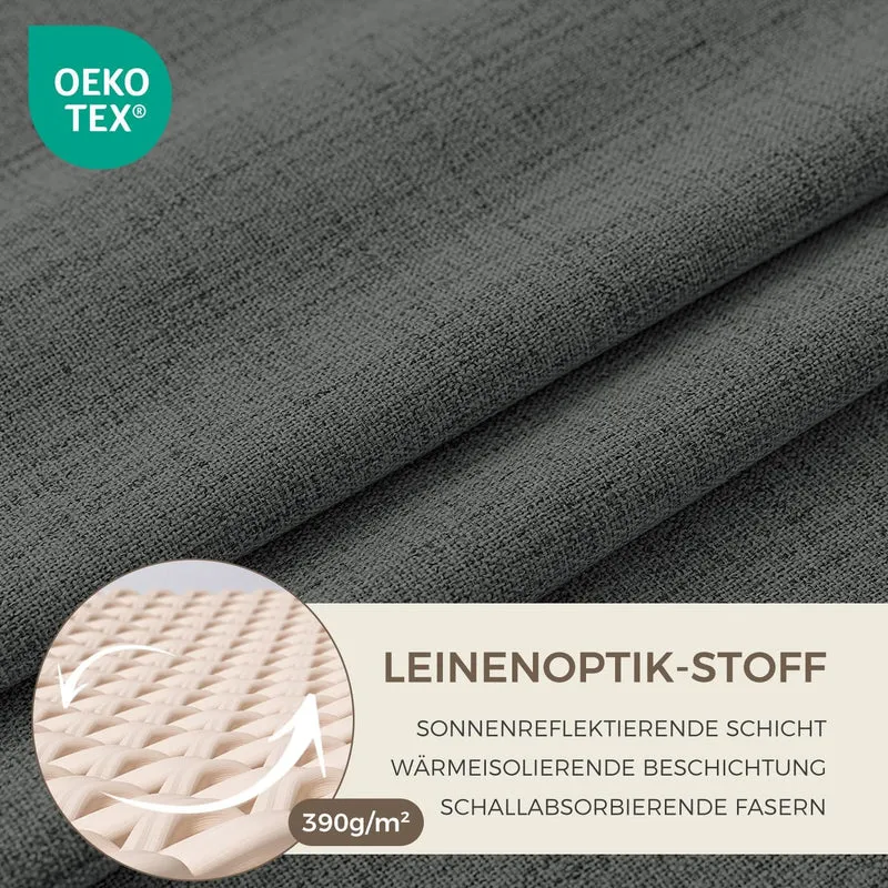 100% Verdunklungsvorhänge Thermovorhänge Kälteschutz Gardinen mit Kräuselband 140 x 120 cm (HxB) 2er