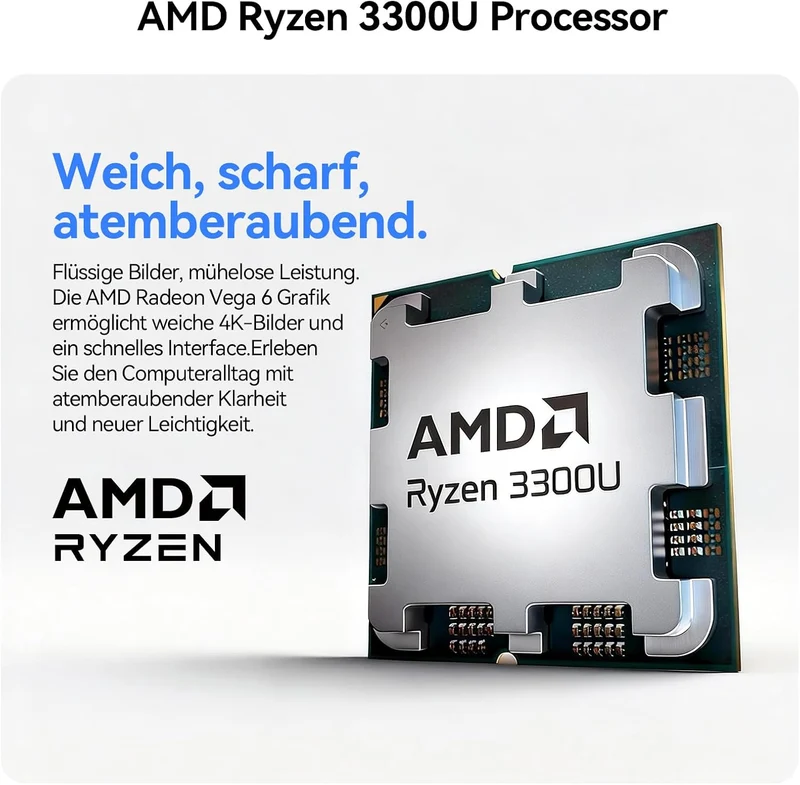 Huidun H50 Ryzen 3300U Mini PC Win 11 Pro(Bis zu 3.5GHz), 16GB DDR4 512GB SSD, USB3.2/Dual WiFi/DP+H