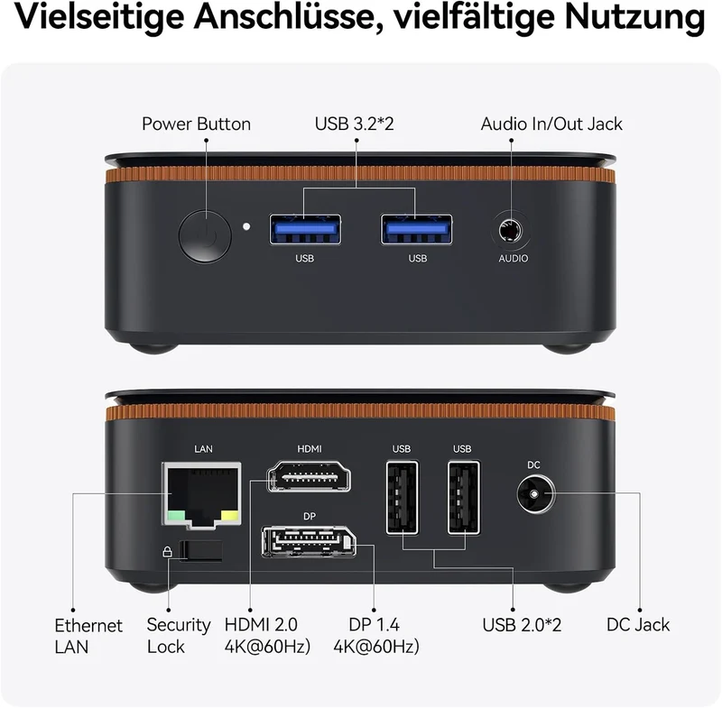 Huidun H50 Ryzen 3300U Mini PC Win 11 Pro(Bis zu 3.5GHz), 16GB DDR4 512GB SSD, USB3.2/Dual WiFi/DP+H