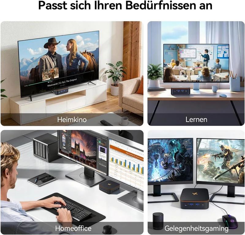Huidun H50 Ryzen 3300U Mini PC Win 11 Pro(Bis zu 3.5GHz), 16GB DDR4 512GB SSD, USB3.2/Dual WiFi/DP+H