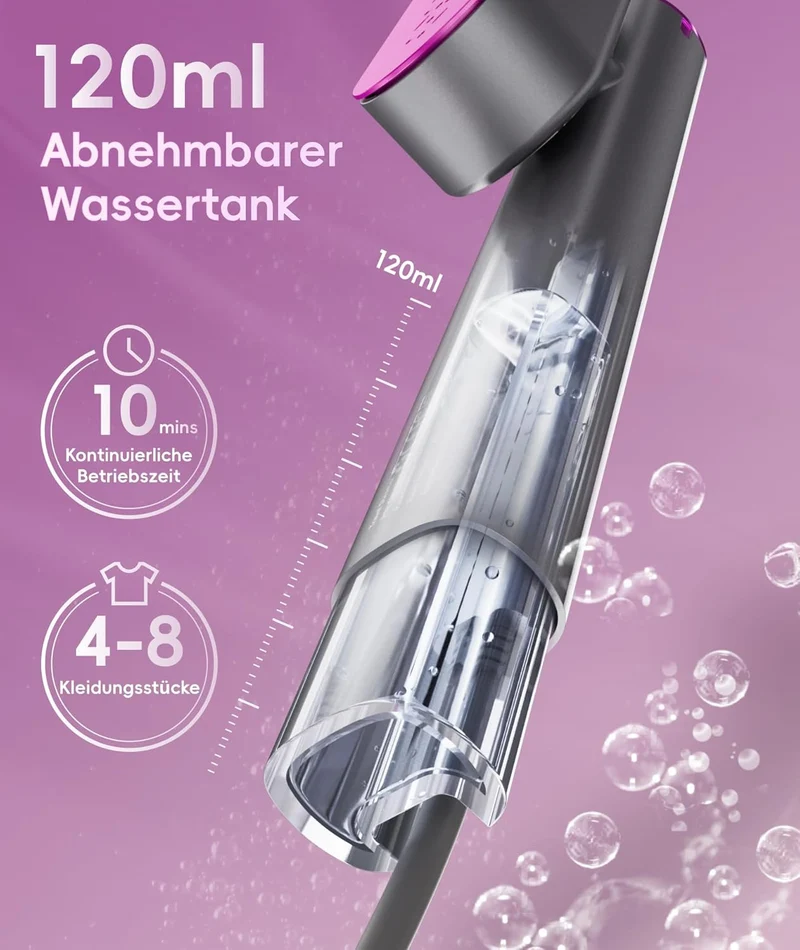 Dampfglätter für Kleidung, Handheld 100-240V Dual Voltage Travel Dampfglätter, 1000W und 120ML Wasse