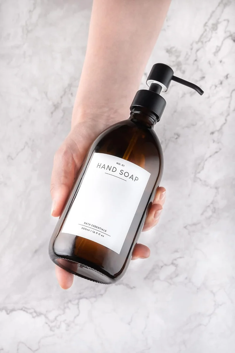 MONOKO 4er Set Seifenspender Glas - Spülmittelspender Küche - Shampoo Flaschen zum Befüllen - Duschg