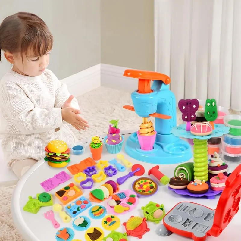 UCAMP 65 Stück Modelliermasse für Kinder, Zubehör zum Erstellen von Hamburgern und Pizza, kreatives