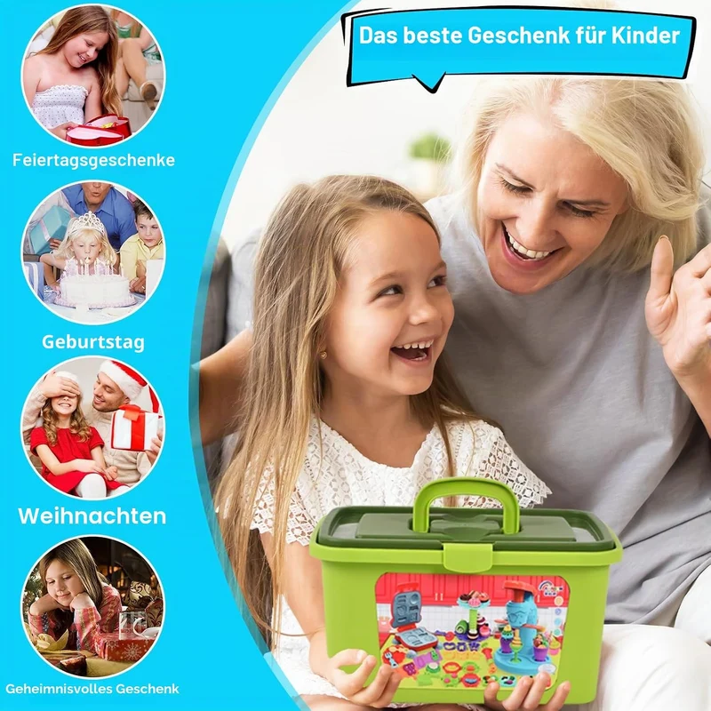 UCAMP 65 Stück Modelliermasse für Kinder, Zubehör zum Erstellen von Hamburgern und Pizza, kreatives