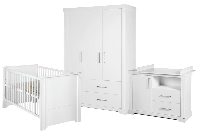 roba Möbelset 'Maxi‘, inkl. Kombi-Bett 70 x 140 cm, Wickelkommode und 3-türigem Kleiderschrank, weis