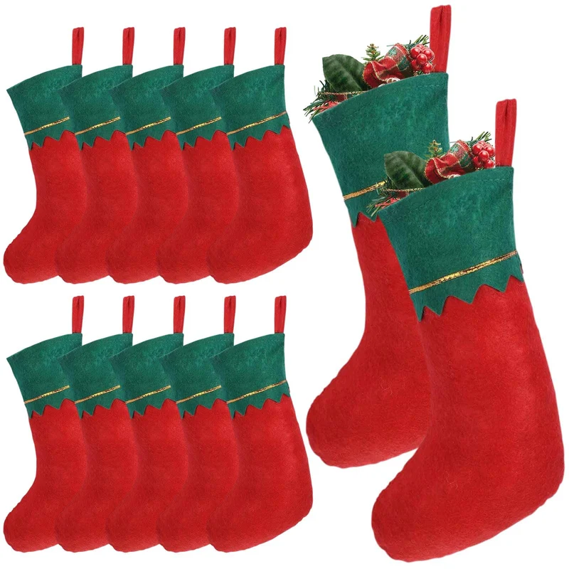 12 Stück Weihnachtssocken Zum Befüllen,Nikolaussocken Zum Befüllen,Weihnachtsstrümpfe Kamin für den