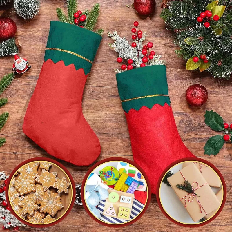 12 Stück Weihnachtssocken Zum Befüllen,Nikolaussocken Zum Befüllen,Weihnachtsstrümpfe Kamin für den
