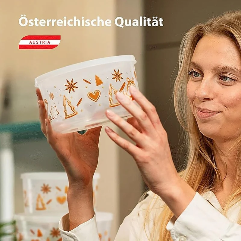 MiraHome Keksdosen 4er Set transparent mit Classic-Design 2,5L – Rechteckige Plätzchendosen – Ideal