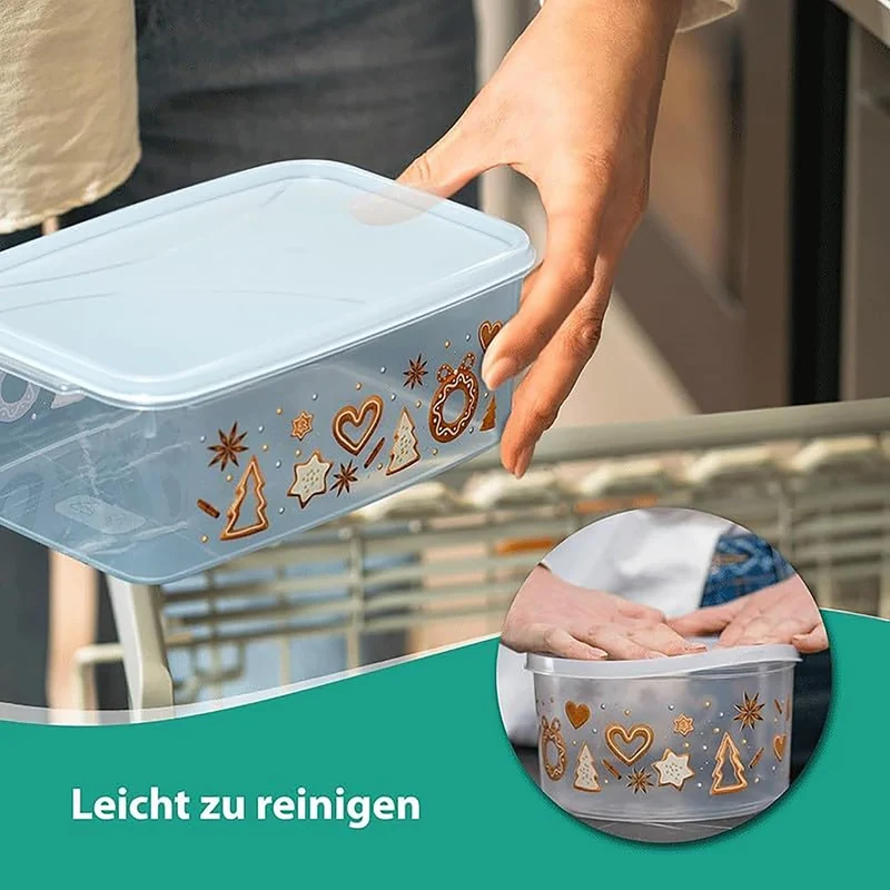MiraHome Keksdosen 4er Set transparent mit Classic-Design 2,5L – Rechteckige Plätzchendosen – Ideal