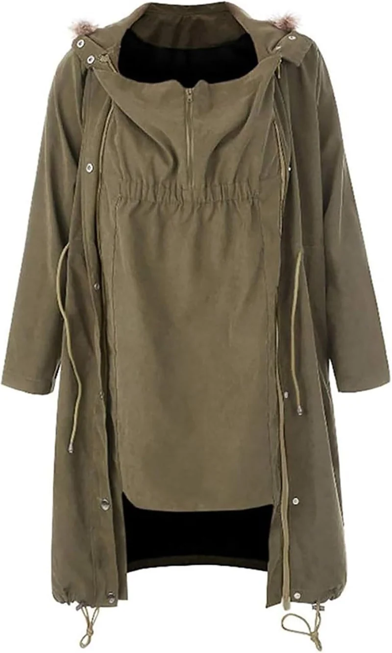 Umstandsjacke Damen Winter Funktionsparka Warm 3 In 1 Tragejacke Mit Babyeinsatz Baumwolljacke Pelzk