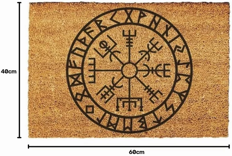 Giftstory Kokosmatte Fussmatte Kokos Vegvisir Viking KOMPASS für Innen und Aussen 60x40 Fussmatte Ha