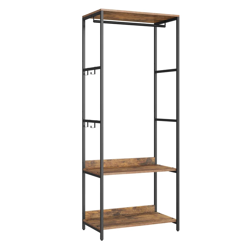 SONGMICS Kleiderschrank offen, Kleiderständer, Garderobenständer, Garderobe mit Kleiderstange, Ablag