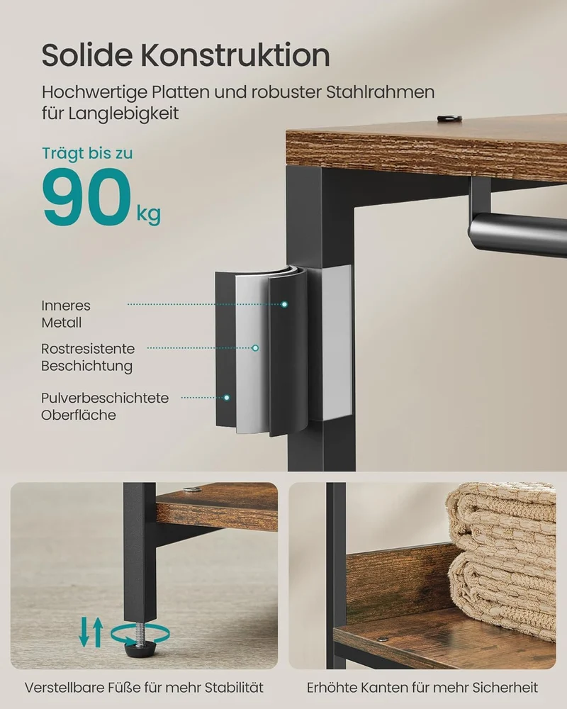 SONGMICS Kleiderschrank offen, Kleiderständer, Garderobenständer, Garderobe mit Kleiderstange, Ablag