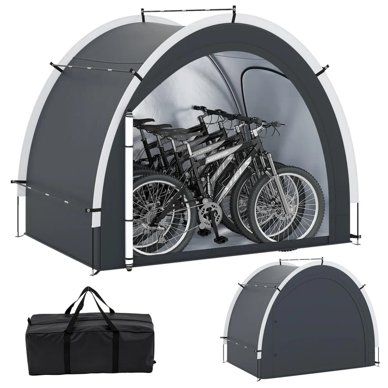 FANTASK Fahrradzelt Outdoor für 4-5 Fahrräder, Fahrradgarage wetterfest mit 2 Rolltüren, Fenster & T