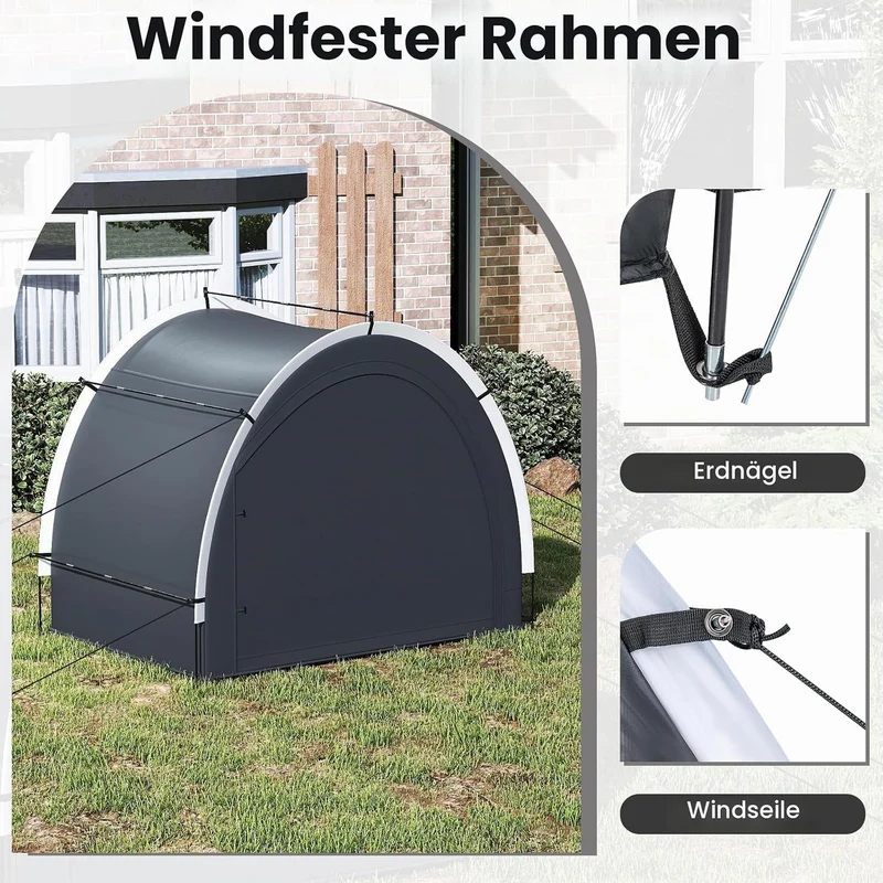 FANTASK Fahrradzelt Outdoor für 4-5 Fahrräder, Fahrradgarage wetterfest mit 2 Rolltüren, Fenster & T