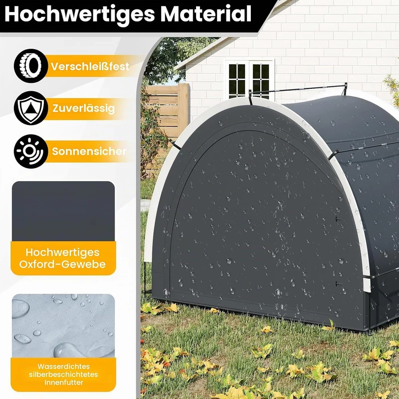 FANTASK Fahrradzelt Outdoor für 4-5 Fahrräder, Fahrradgarage wetterfest mit 2 Rolltüren, Fenster & T