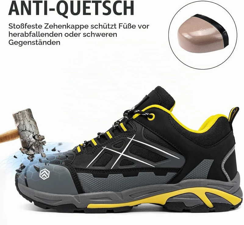 LARNMERN Arbeitsschuhe Herren Damen Sicherheitsschuhe SRC rutschfest Antistatisch Stahlkappenschuhe