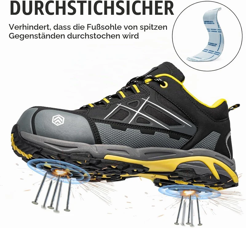 LARNMERN Arbeitsschuhe Herren Damen Sicherheitsschuhe SRC rutschfest Antistatisch Stahlkappenschuhe