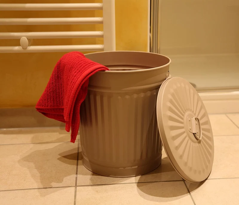 Retrodesign kleiner Mülleimer mit deckel Ascheeimer Mülltonne | Beige | Ø 29 cm, Höhe 31,5 cm, 18 Li